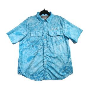 Ocean+Coast Mens Fishing Shirt LT Short Sleeve Logo Realtree Aqua Water Print